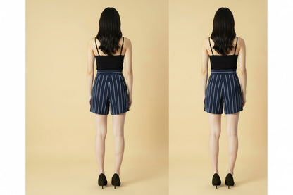 Ralph Lauren — Pure Silk Pinstripe Shorts in Navy