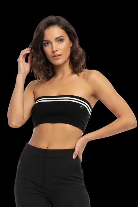 N°21 — Wool-Blend Tube Top in Black & White