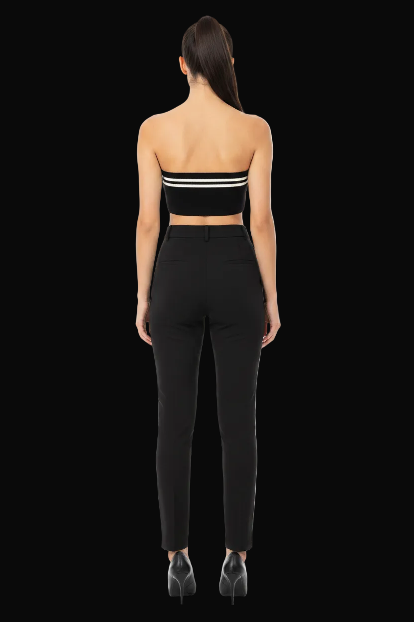 N°21 — Wool-Blend Tube Top in Black & White