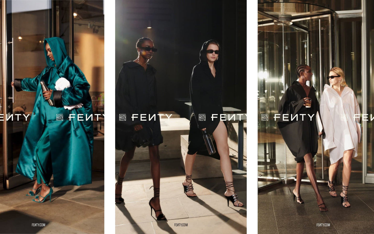 Fenty by Rihanna - Oversized Satin Padded Coat in Teal