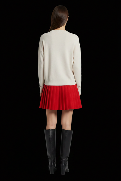 Stefanel — Pleated Wool Knit Mini Skirt in Red