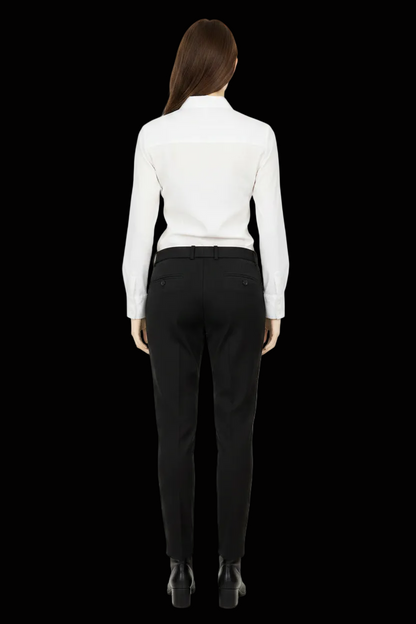 Céline — Wool Tuxedo Trousers with Black Leather Side Panels