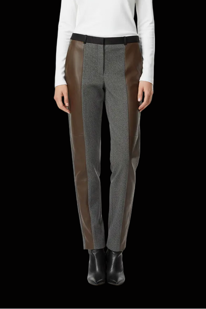 Céline wool tuxedo trousers with cognac leather side panels (new) — rent from Laura Messerschmitt, Berlin stylist