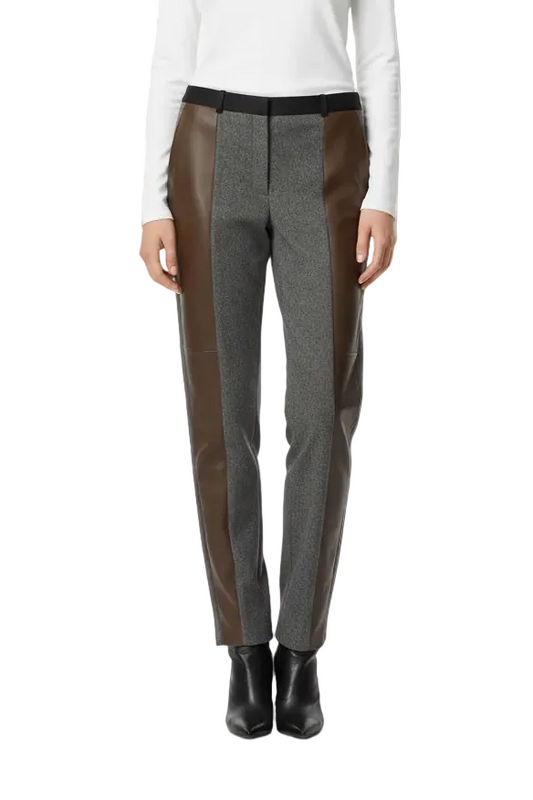 Céline wool tuxedo trousers with cognac leather side panels (new) — rent from Laura Messerschmitt, Berlin stylist