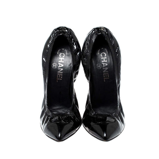 CHANEL Chanel Black Patent Leather Pointed Toe Pumps