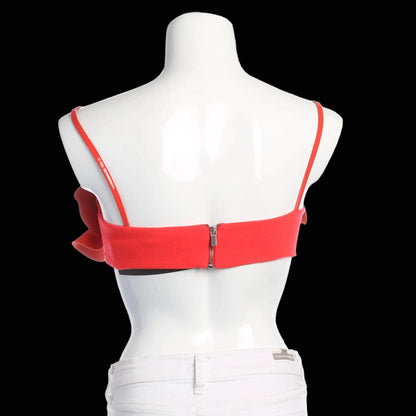 David Koma — Leather-Detail Top in Dark Orange — detail view | Rent designer fashion at Laura Messerschmitt Berlin