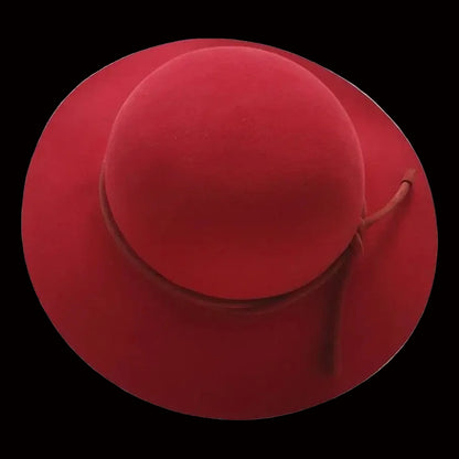 Hermès — Red Rabbit Felt Wide-Brim Hat — front view
