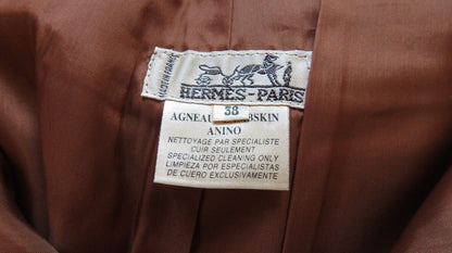 Hermès Paris label showing Agneau Lambskin, size 38, Made in France