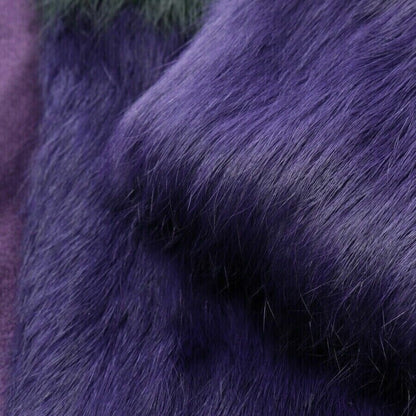 Steffen Schraut — Colour-Block Rabbit Fur Jacket with Crystal Collar in Green & Purple (NWT)