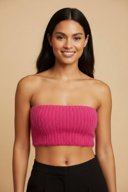 Handmade Angora Tube Top – Unique One-of-a-Kind Piece – Fuchsia – 100% Angora