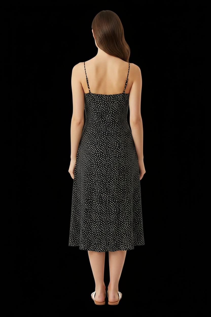 Aspesi Blu — Vintage Polka Dot Silk Dress in Black