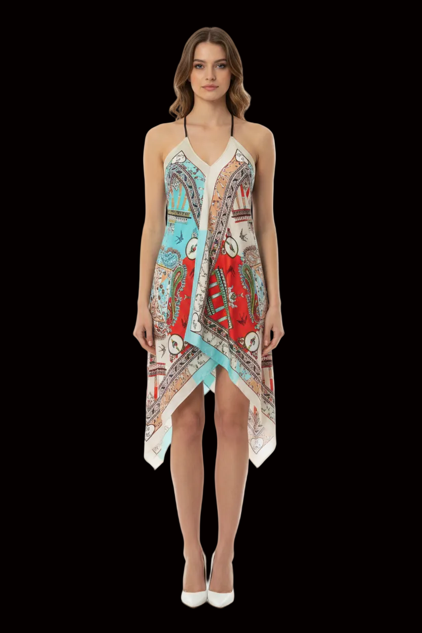 Lala Berlin silk scarf-print handkerchief hem slip dress (nwot) — rent from Laura Messerschmitt, Berlin stylist