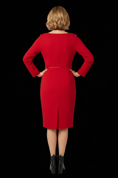 Christian Dior — Silk Drop-Waist Dress in Poppy Red with Self-Belt
