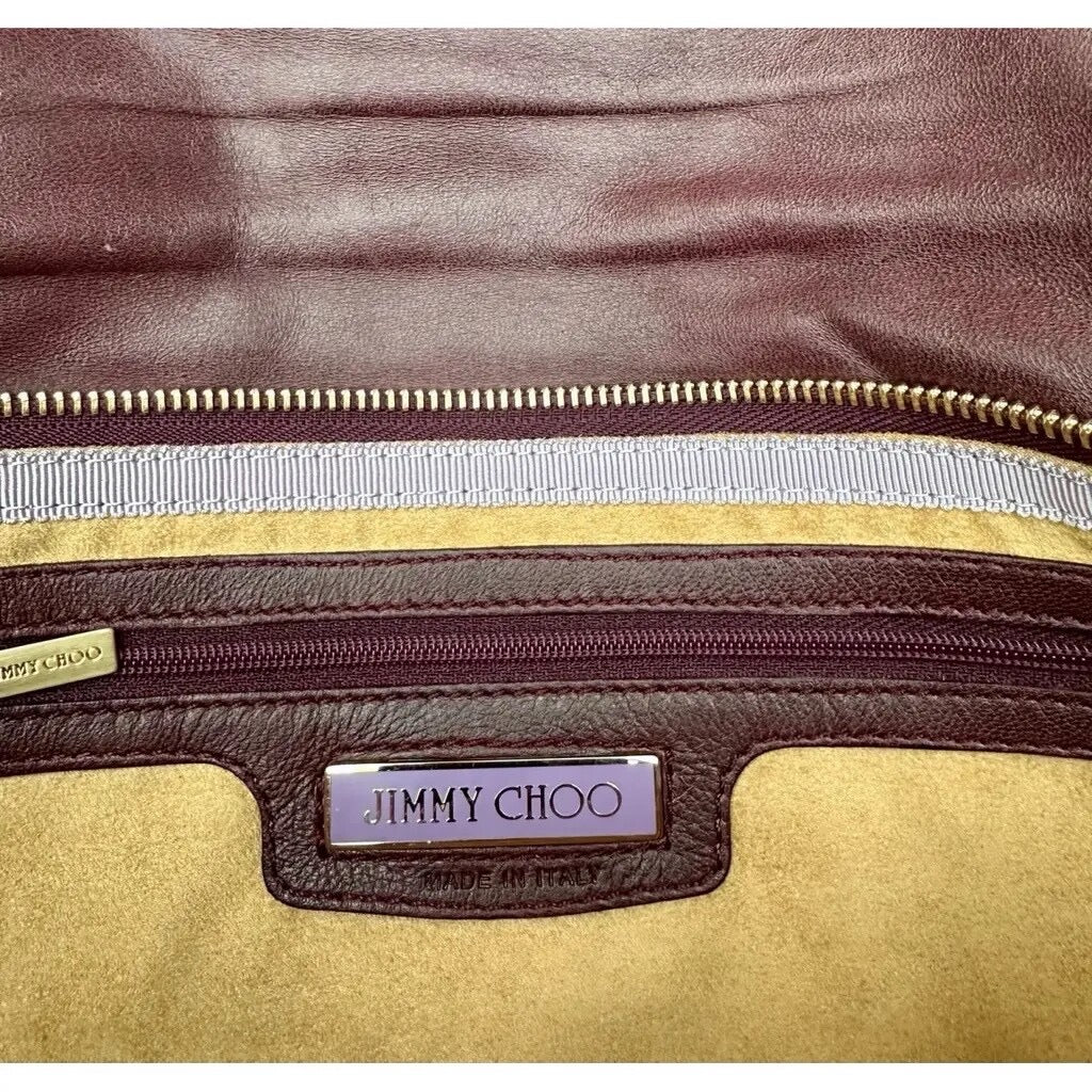Jimmy Choo — Python Leather Bag in Bordeaux — close-up detail | Rent designer fashion at Laura Messerschmitt Berlin