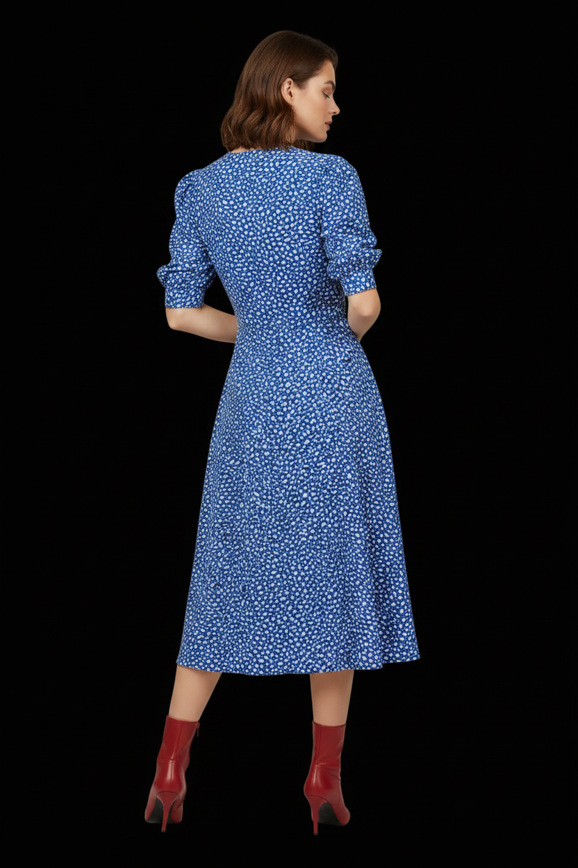 Charles Guitard — Vintage Cotton Dress in Blue Floral