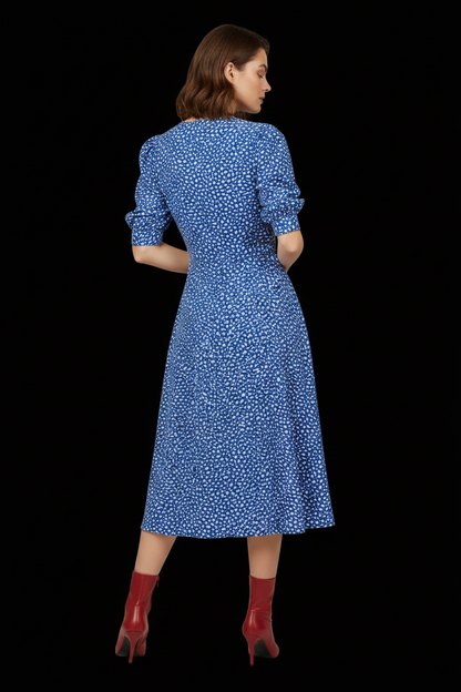 Charles Guitard — Vintage Cotton Dress in Blue Floral