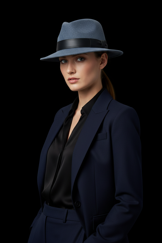 Hermès — Wool Felt Fedora with Leather Band — front view