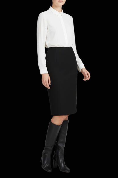 Christian Dior black wool crepe pencil skirt made in france — view 1