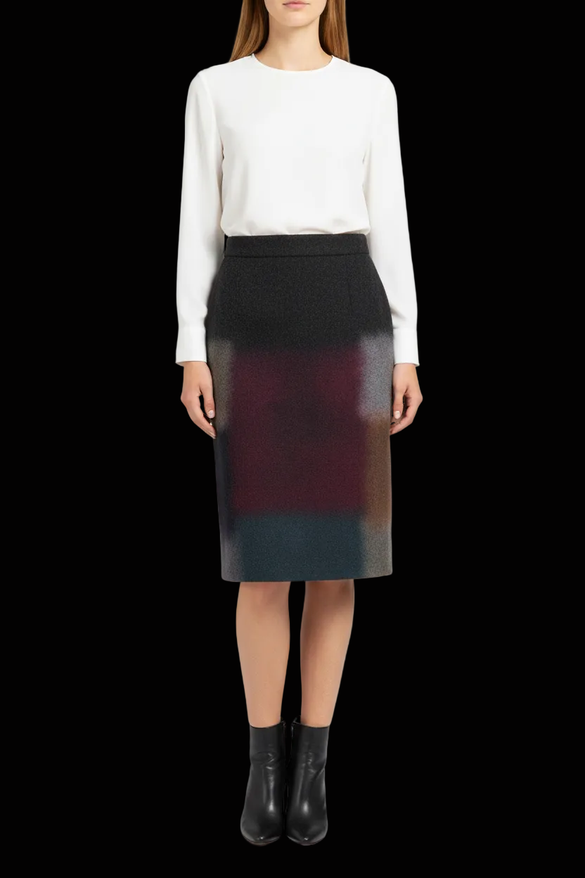 Christian Dior wool pencil skirt in abstract colour block — view 1