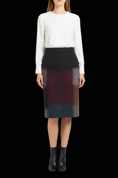 Christian Dior wool pencil skirt in abstract colour block — view 1