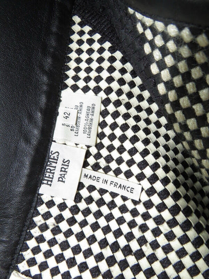Hermès — Woven Lambskin & Silk Skirt in Black & White — additional view 5