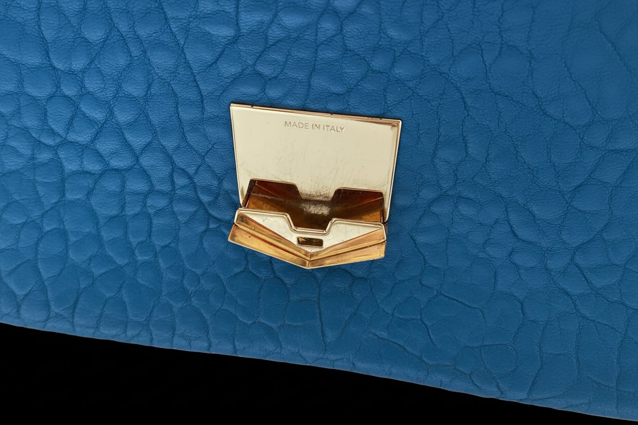 Jimmy Choo — Lockett Bag in Blue Leather — detail view | Rent designer fashion at Laura Messerschmitt Berlin
