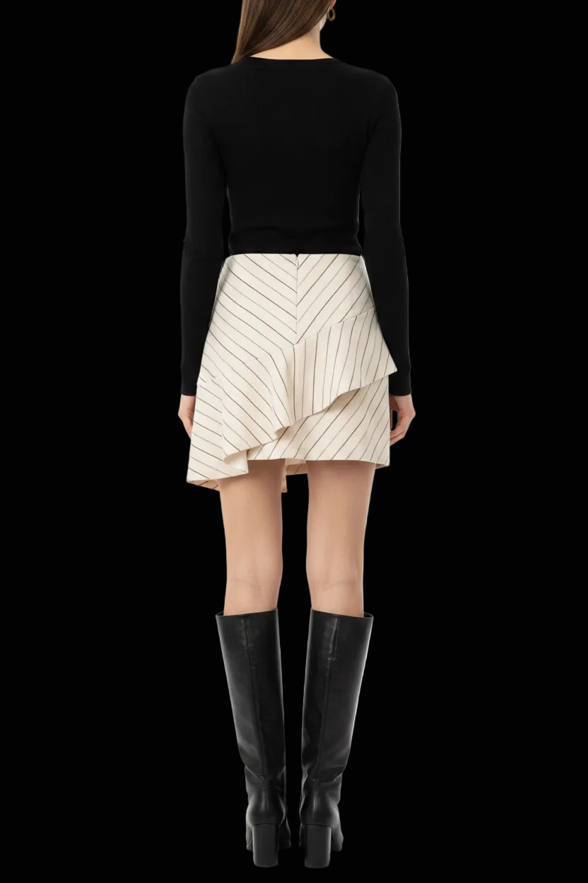 Isabel Marant — Linen Wool Flared Mini Skirt in Ivory