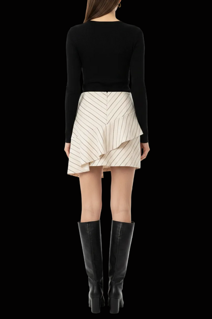 Isabel Marant — Linen Wool Flared Mini Skirt in Ivory