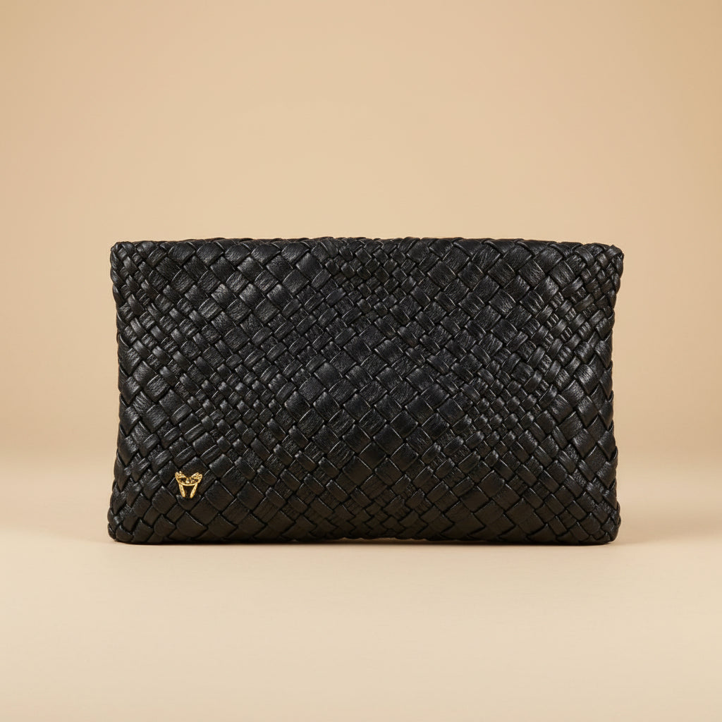 Ghibli - Woven Calfskin Clutch in Black