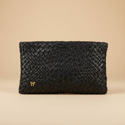 Ghibli - Woven Calfskin Clutch in Black