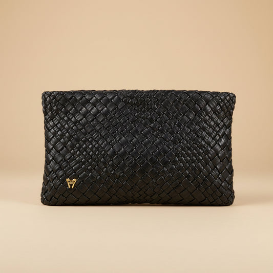 Ghibli - Woven Calfskin Clutch in Black