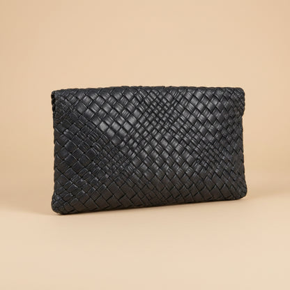 Ghibli - Woven Calfskin Clutch in Black