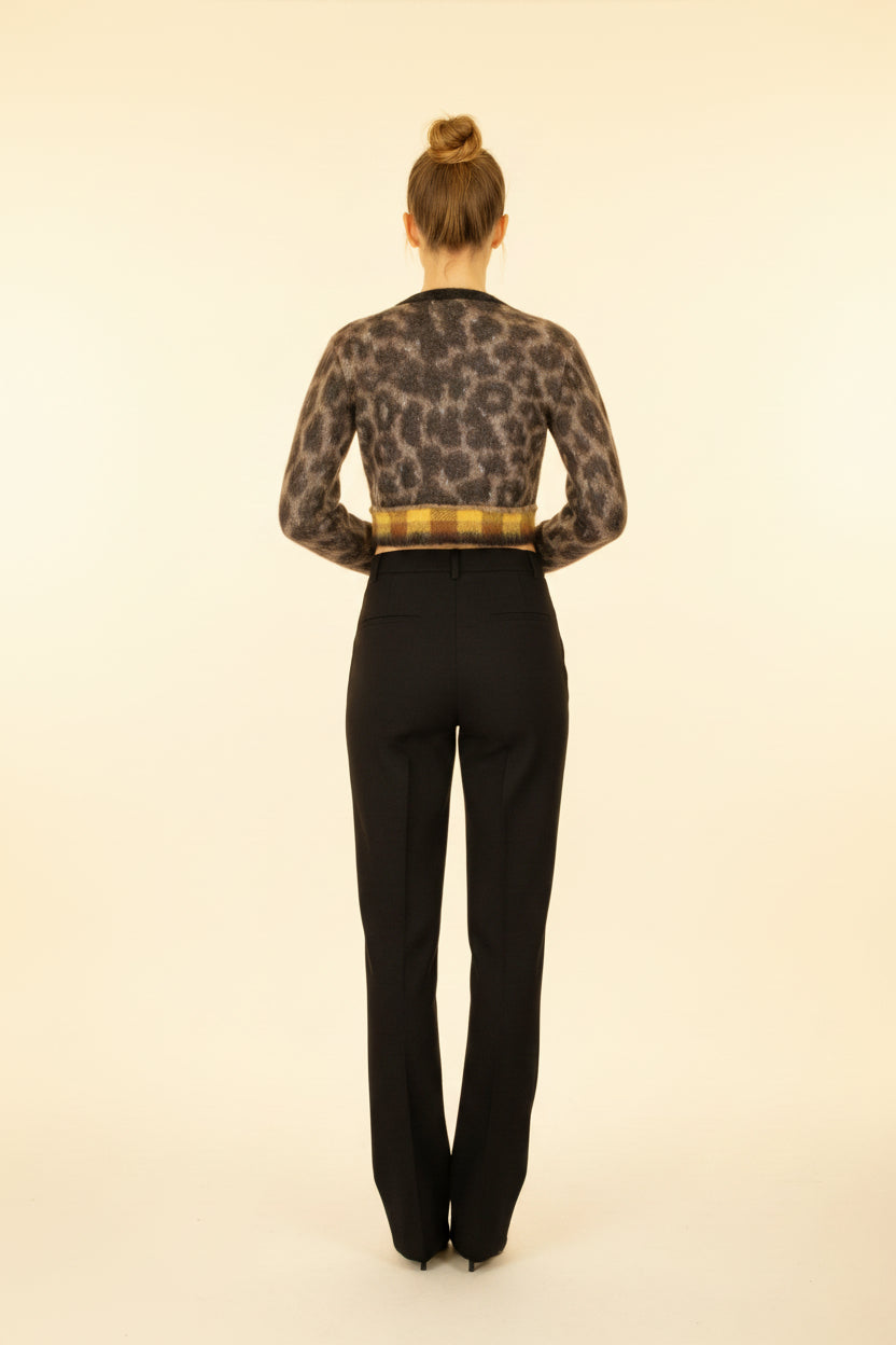 N°21 Cropped Leopard Print Mohair-Wool Cardigan – Size S / IT 40