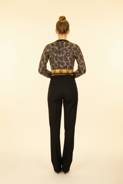 N°21 Cropped Leopard Print Mohair-Wool Cardigan – Size S / IT 40