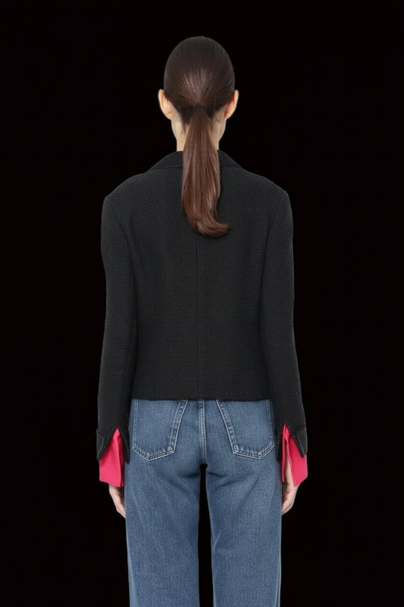 Chanel Pre-Fall 2012 Paris-Bombay Métiers d'Art cropped tuxedo blazer Gripoix buttons alternate angle