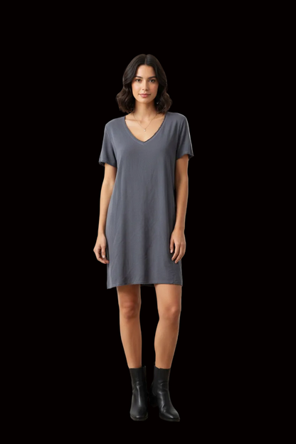 L'Autre Chose silk mini dress in slate grey — rent from Laura Messerschmitt, Berlin stylist
