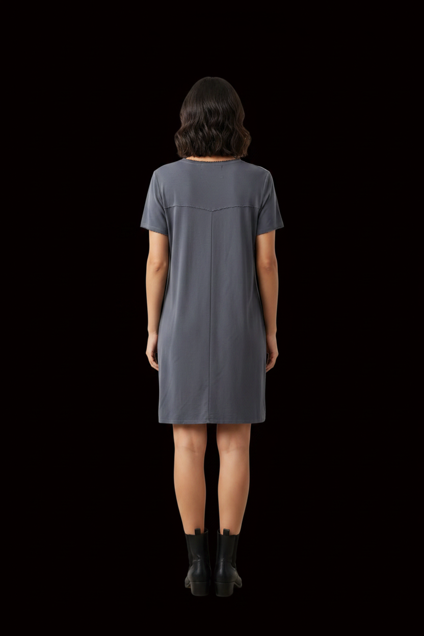 L'Autre Chose — Silk Mini Dress in Slate Grey