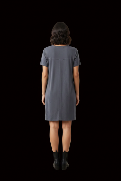 L'Autre Chose — Silk Mini Dress in Slate Grey