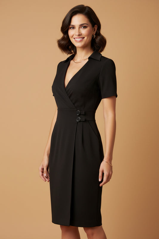 Steffen Schraut Wrap Dress – Black – 100% Cotton – Size 34