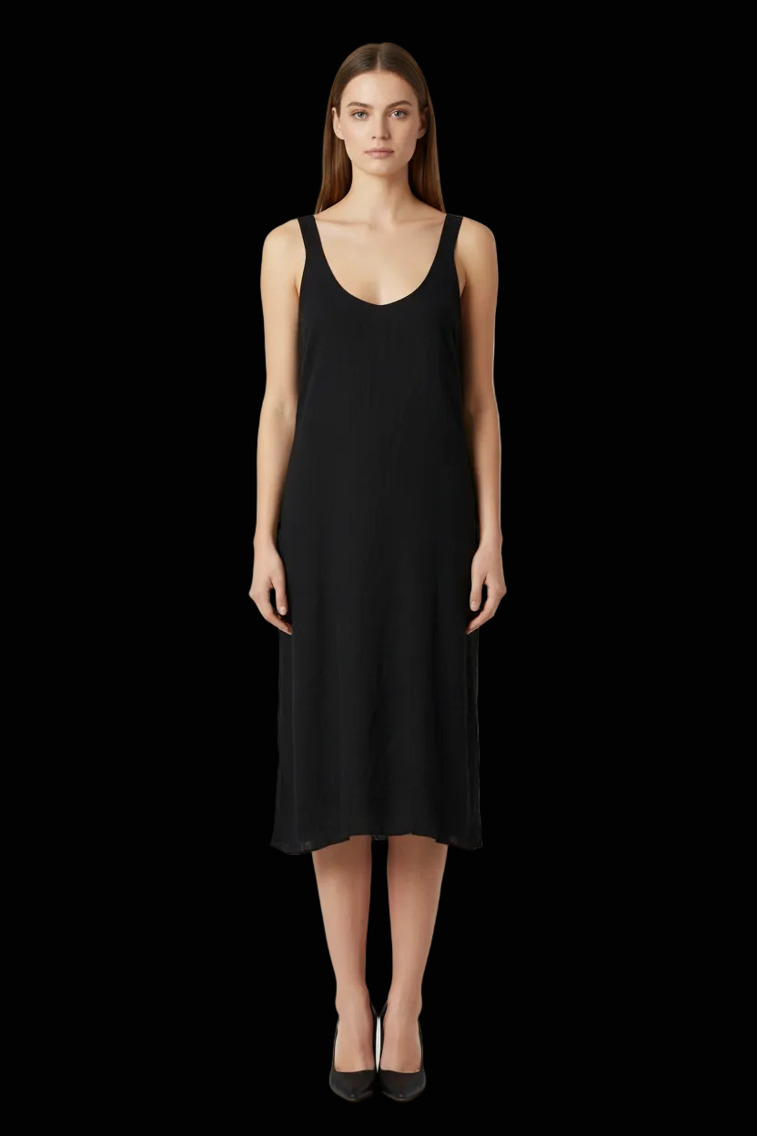 Kookaï crinkled linen scalloped midi dress in black — rent from Laura Messerschmitt, Berlin stylist