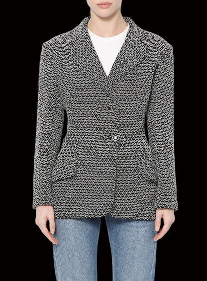 Chanel Boutique double-breasted blazer in black & white viscose — rent from Laura Messerschmitt, Berlin stylist