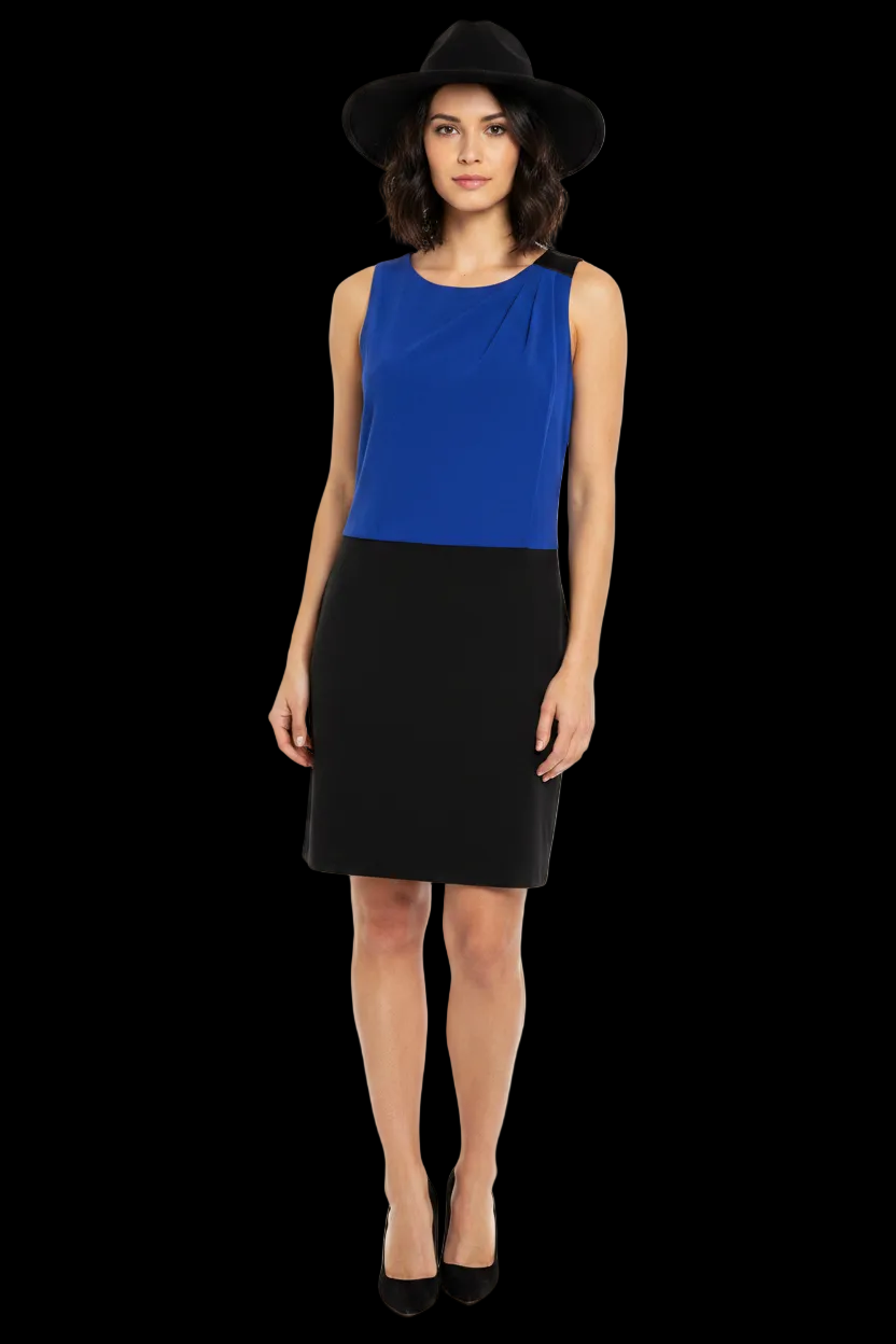 Promod — Colour-Block Sheath Dress in Cobalt & Black