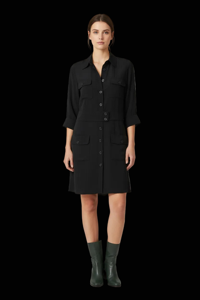 Barbara Bui silk belted shirtdress in black — rent from Laura Messerschmitt, Berlin stylist