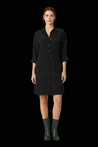 Barbara Bui silk belted shirtdress in black — rent from Laura Messerschmitt, Berlin stylist