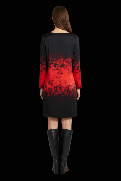 Hugo Boss — Silk Shift Dress in Black & Red Print