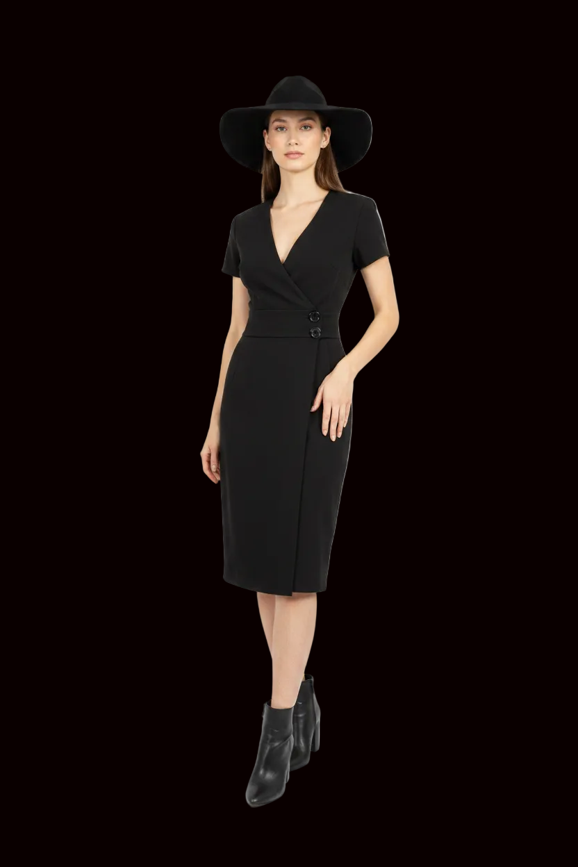 Steffen Schraut cotton wrap dress with shirt collar in black — rent from Laura Messerschmitt, Berlin stylist
