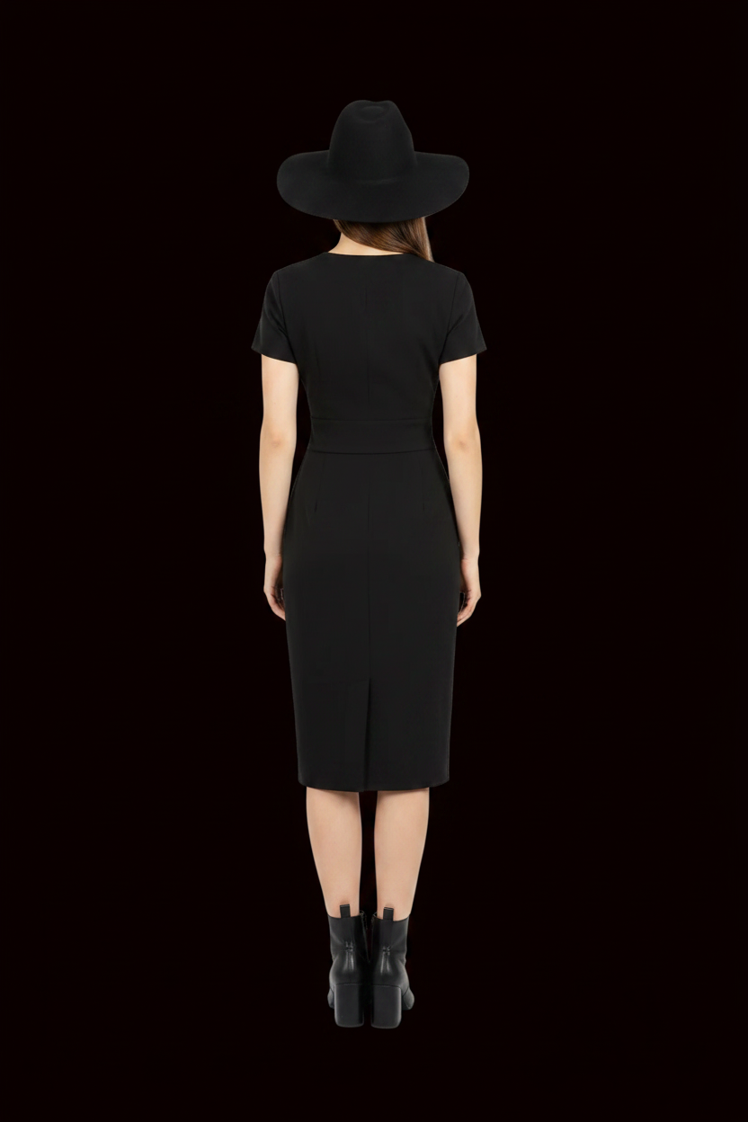 Steffen Schraut — Cotton Wrap Dress with Shirt Collar in Black