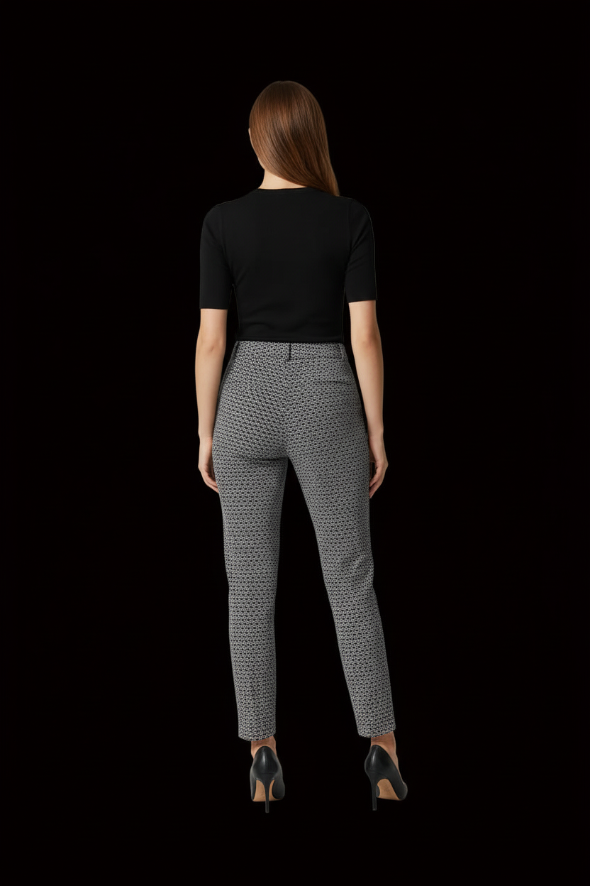 Chanel Boutique – Verkürzte Hose mit hoher Taille aus Viskose in Schwarz-Weiß