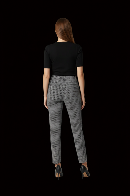 Chanel Boutique – Verkürzte Hose mit hoher Taille aus Viskose in Schwarz-Weiß