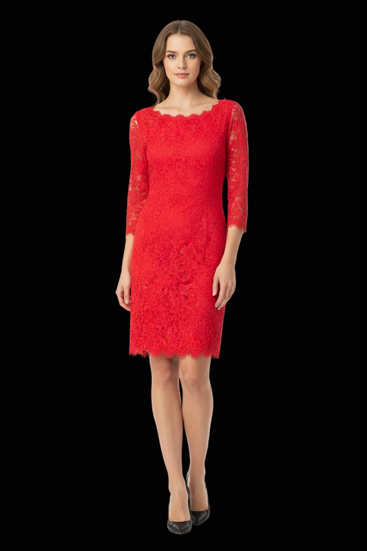 Diane von Furstenberg corded lace sheath dress in red — rent from Laura Messerschmitt, Berlin stylist